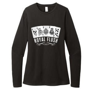 Royal Spade Flush Skeleton King Queen Spades Poker Gift Womens CVC Long Sleeve Shirt