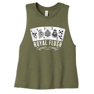 Royal Spade Flush Skeleton King Queen Spades Poker Gift Women's Racerback Cropped Tank