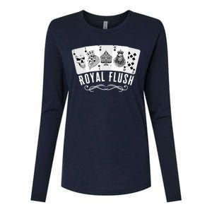 Royal Spade Flush Skeleton King Queen Spades Poker Gift Womens Cotton Relaxed Long Sleeve T-Shirt