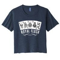 Royal Spade Flush Skeleton King Queen Spades Poker Gift Women's Crop Top Tee