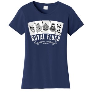 Royal Spade Flush Skeleton King Queen Spades Poker Gift Women's T-Shirt