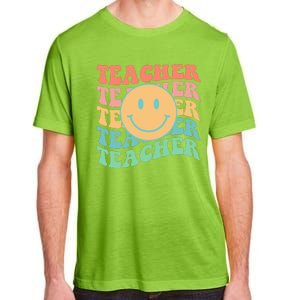 Retro Smiley Face Teacher Colorful Adult ChromaSoft Performance T-Shirt