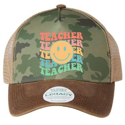 Retro Smiley Face Teacher Colorful Legacy Tie Dye Trucker Hat
