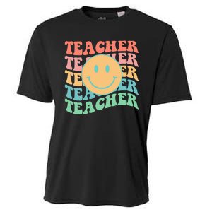 Retro Smiley Face Teacher Colorful Cooling Performance Crew T-Shirt