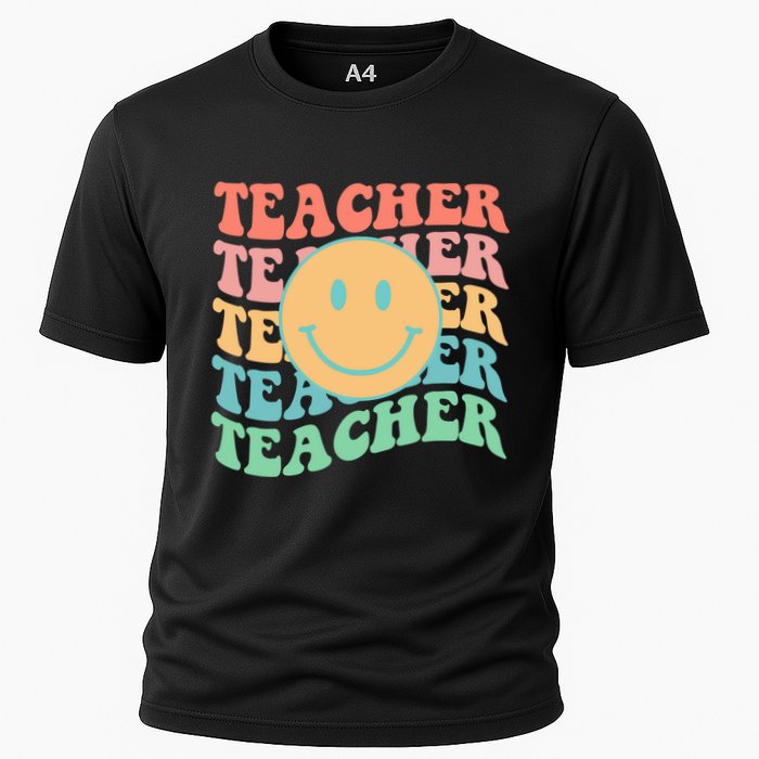 Retro Smiley Face Teacher Colorful Performance Shirt