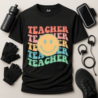 Retro Smiley Face Teacher Colorful Performance Shirt