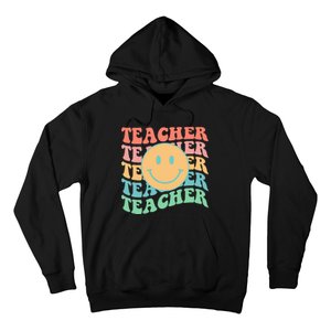 Retro Smiley Face Teacher Colorful Hoodie