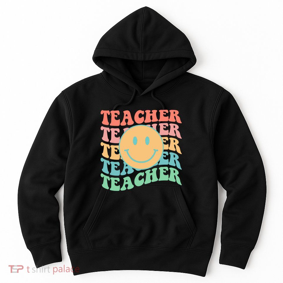 Retro Smiley Face Teacher Colorful Hoodie