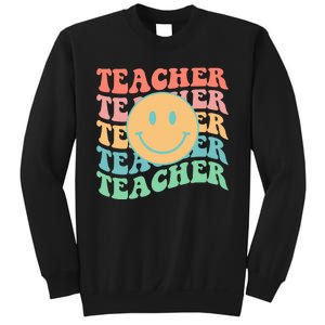 Retro Smiley Face Teacher Colorful Sweatshirt