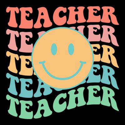 Retro Smiley Face Teacher Colorful T-Shirt