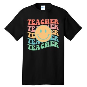 Retro Smiley Face Teacher Colorful Tall T-Shirt