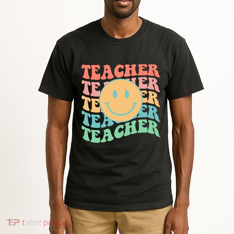 Retro Smiley Face Teacher Colorful Tall T-Shirt