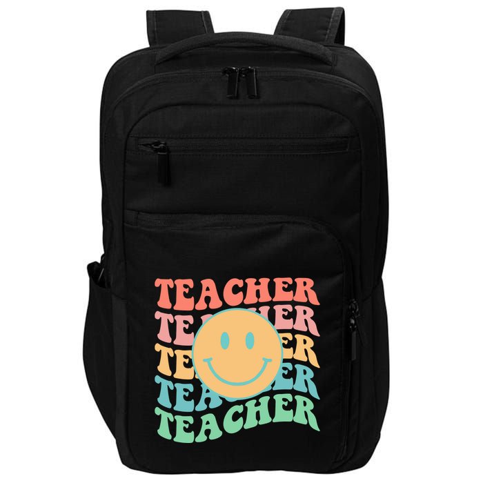Retro Smiley Face Teacher Colorful Impact Tech Backpack