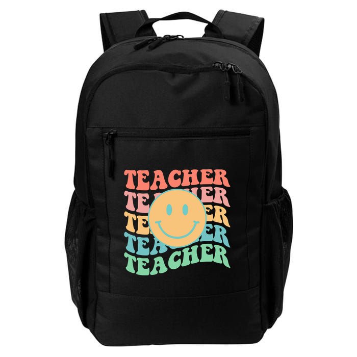 Retro Smiley Face Teacher Colorful Backpack