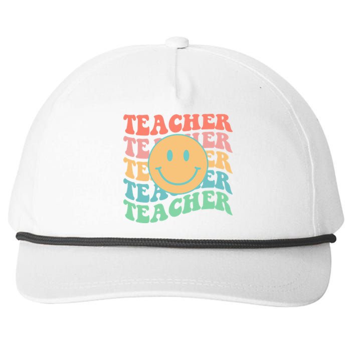 Retro Smiley Face Teacher Colorful Snapback Five-Panel Rope Hat