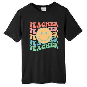 Retro Smiley Face Teacher Colorful Tall Fusion ChromaSoft Performance T-Shirt