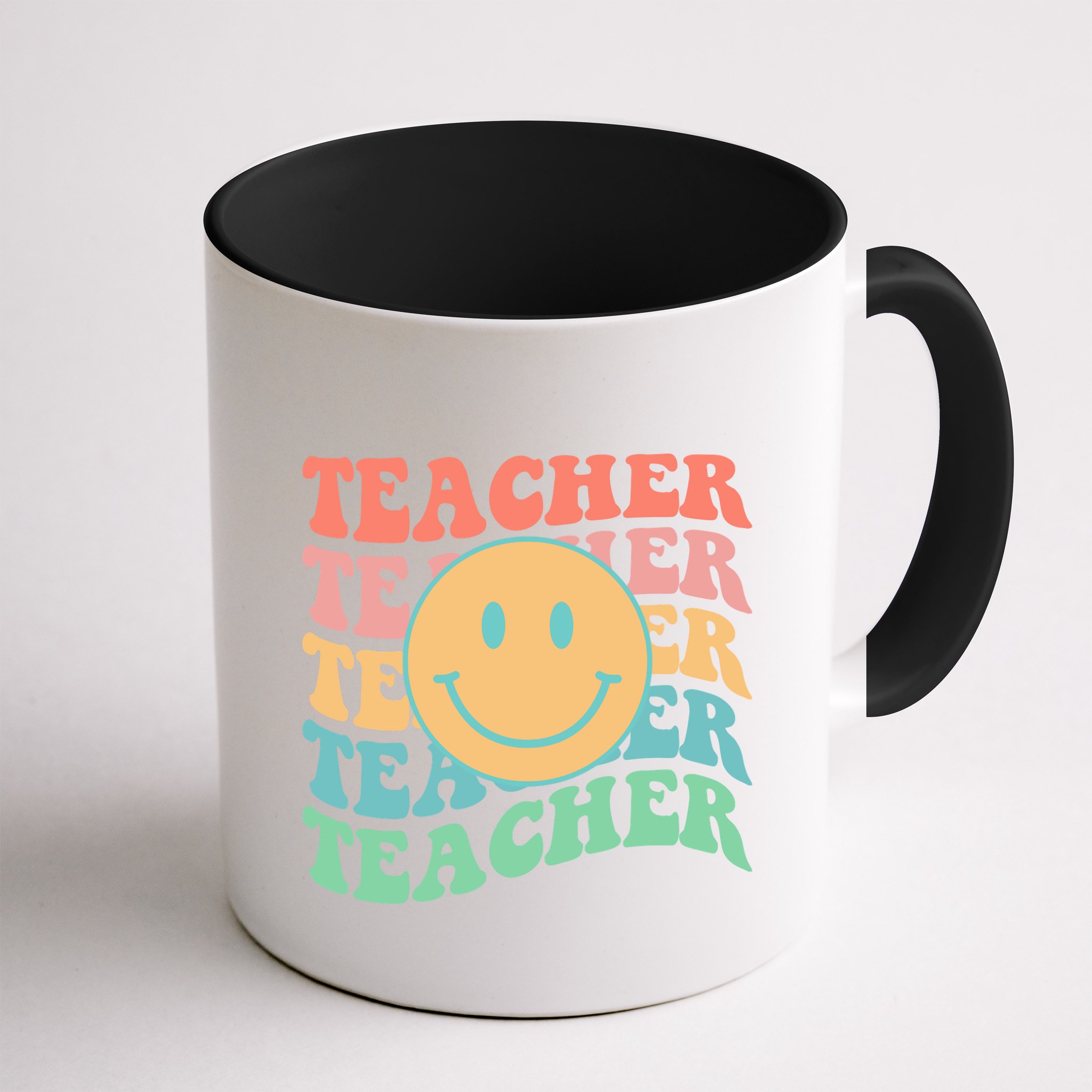 Retro Smiley Face Teacher Colorful Mug