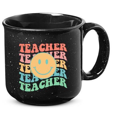 Retro Smiley Face Teacher Colorful 15oz Campfire Ceramic Mug