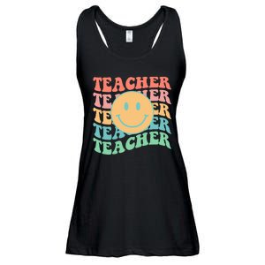 Retro Smiley Face Teacher Colorful Ladies Essential Flowy Tank