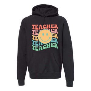 Retro Smiley Face Teacher Colorful Premium Hoodie