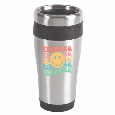 Retro Smiley Face Teacher Colorful 16oz Travel Tumbler