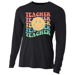 Retro Smiley Face Teacher Colorful Cooling Performance Long Sleeve Crew