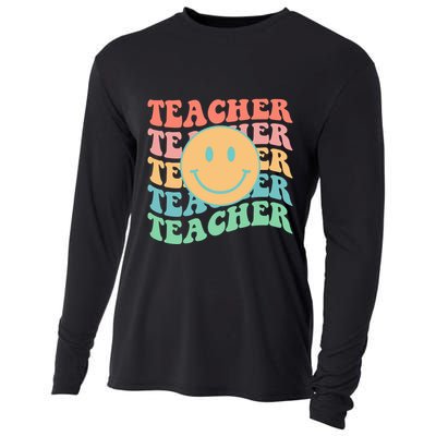 Retro Smiley Face Teacher Colorful Cooling Performance Long Sleeve Crew