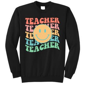 Retro Smiley Face Teacher Colorful Tall Sweatshirt