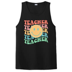 Retro Smiley Face Teacher Colorful PosiCharge Competitor Tank