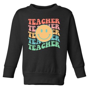 Retro Smiley Face Teacher Colorful Toddler Sweatshirt