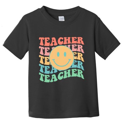Retro Smiley Face Teacher Colorful Toddler T-Shirt