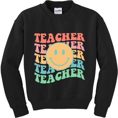Retro Smiley Face Teacher Colorful Kids Sweatshirt