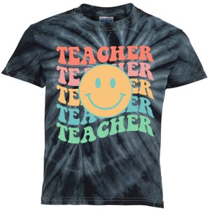 Retro Smiley Face Teacher Colorful Kids Tie-Dye T-Shirt