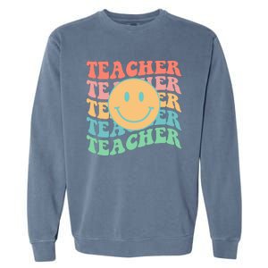 Retro Smiley Face Teacher Colorful Garment-Dyed Sweatshirt