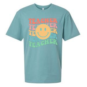 Retro Smiley Face Teacher Colorful Sueded Cloud Jersey T-Shirt