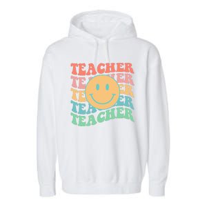 Retro Smiley Face Teacher Colorful Garment-Dyed Fleece Hoodie