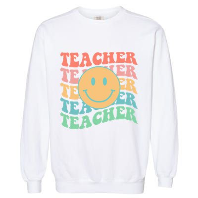 Retro Smiley Face Teacher Colorful Garment-Dyed Sweatshirt