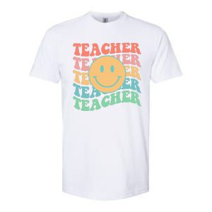 Retro Smiley Face Teacher Colorful Softstyle CVC T-Shirt