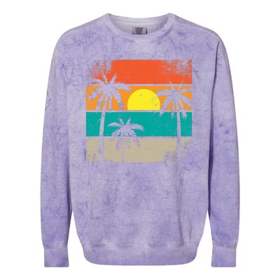 Retro Summer Funny Beach Life Vintage Colorblast Crewneck Sweatshirt