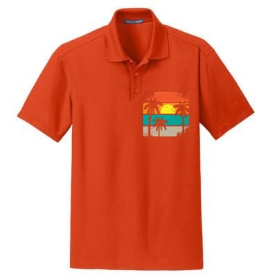 Retro Summer Funny Beach Life Vintage Dry Zone Grid Polo