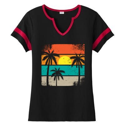 Retro Summer Funny Beach Life Vintage Ladies Halftime Notch Neck Tee