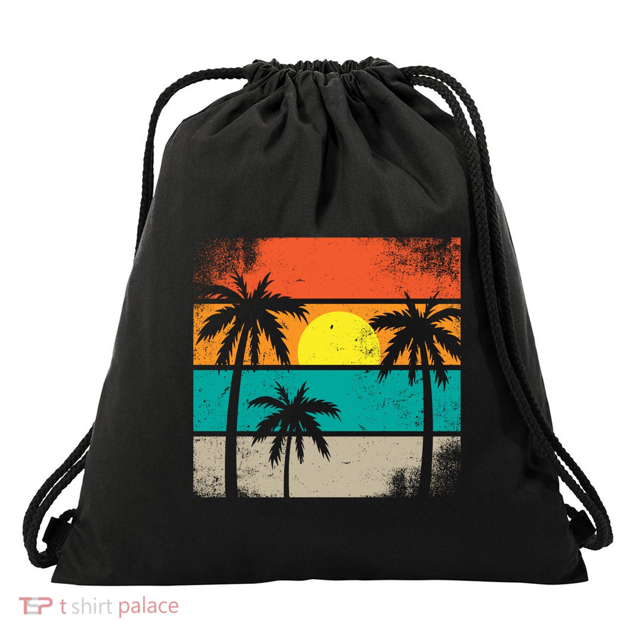 Retro Summer Funny Beach Life Vintage Drawstring Bag