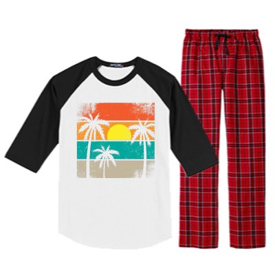 Retro Summer Funny Beach Life Vintage Raglan Sleeve Pajama Set