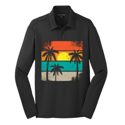 Retro Summer Funny Beach Life Vintage Silk Touch Performance Long Sleeve Polo