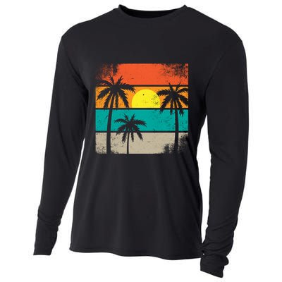 Retro Summer Funny Beach Life Vintage Cooling Performance Long Sleeve Crew