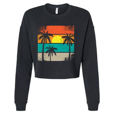 Retro Summer Funny Beach Life Vintage Cropped Pullover Crew