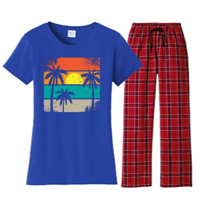 Retro Summer Funny Beach Life Vintage Women's Flannel Pajama Set