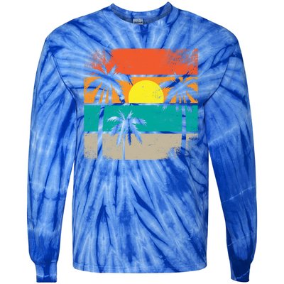 Retro Summer Funny Beach Life Vintage Tie-Dye Long Sleeve Shirt