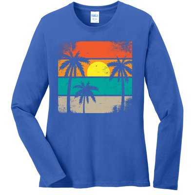 Retro Summer Funny Beach Life Vintage Ladies Long Sleeve Shirt