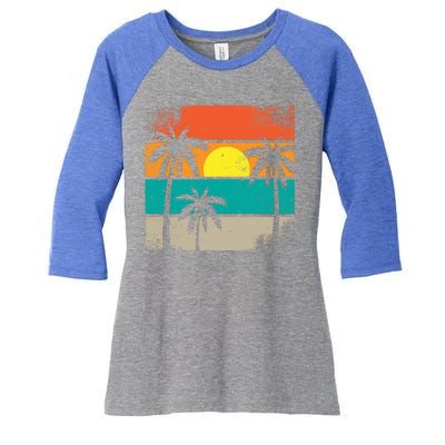 Retro Summer Funny Beach Life Vintage Women's Tri-Blend 3/4-Sleeve Raglan Shirt